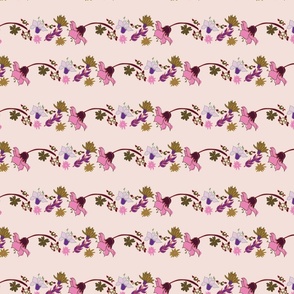floral stripe with pink, green and purple