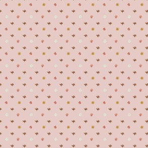 floral dot, pink and peach