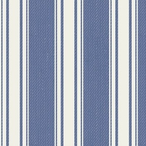 Ticking Stripe (Medium) - Dove White on Blue Nova  (TBS211)