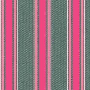Ticking Stripe (Medium) - Eucalyptus Flower Pink on Eucalyptus Leaf Green  (TBS211)