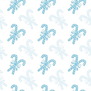 Blue and White Peppermint Candy Cane Sticks Vector Seamless Pattern