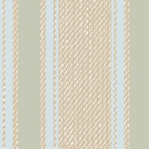 Ticking Stripe (Large) - Wind Chime Pale Green and Constellation Light Blue on Shaker Beige   (TBS211)