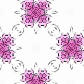 Pink tile abstract flowers from Anines Atelier. Mediterranean good vibes 