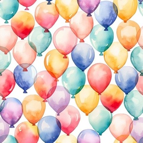 rainbow birthday balloon watercolor