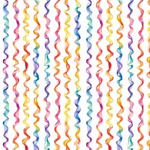 birthday rainbow ribbon watercolor - 10in