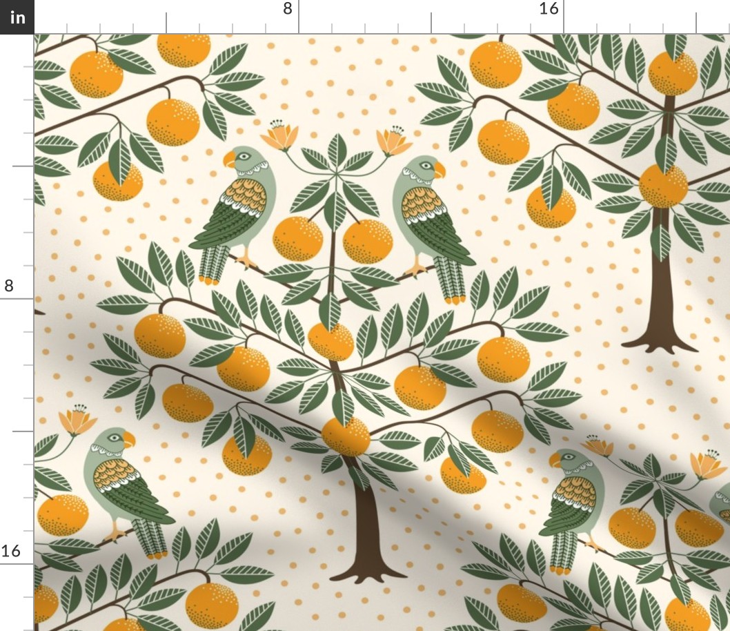 (L) Orange tree garden with parrots orange grove collection Vanilla