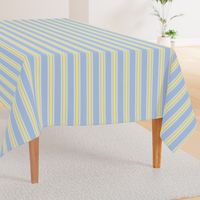 Ticking Stripe (Medium) - Light Yellow on Sky Blue