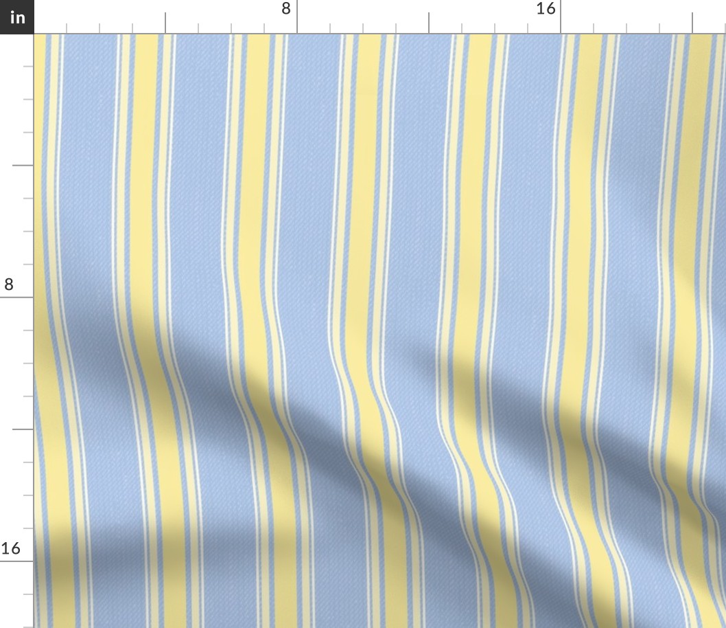 Ticking Stripe (Medium) - Wildflowers Yellow and Winter Sunshine on Summer Blue   (TBS211)