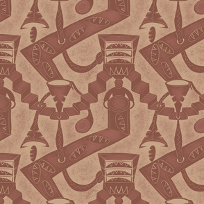 Bakery in cubism style, seamless pattern for wallpaper and fabrics