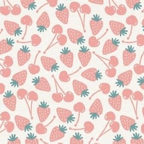 Small Chalk Strawberry and Cherry Fruit in Pastel Pink