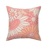 70s Retro Floral - Peach Fuzz - Large