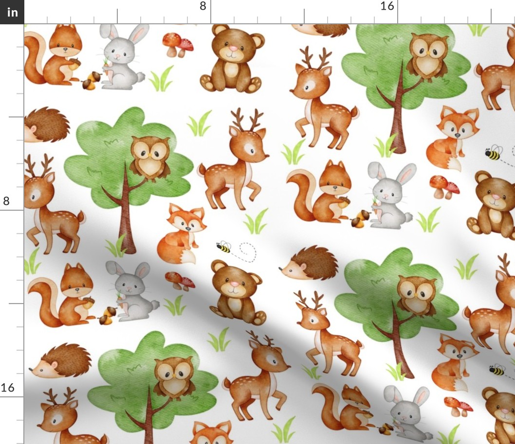 Watercolor Woodland Forest Animals Baby Nursery 