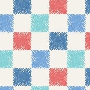 Medium Chalk Checkers Americana Blue and Red