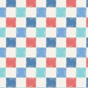 Small Chalk Checkers Americana Blue and Red