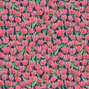 red tulips on blue