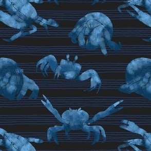 Textured Blue Crabs | Dark striped background
