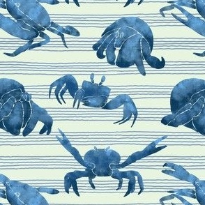 Textured Blue Crabs | Light striped background