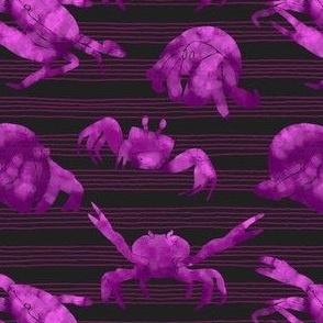 Textured Pink Crabs | Dark striped background
