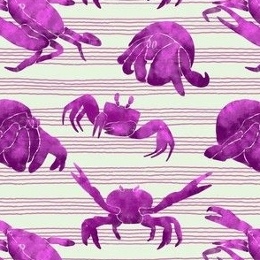 Textured Pink Crabs | Light striped background