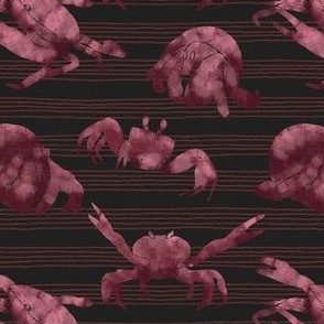 Textured Dark Red Crabs | Dark striped background