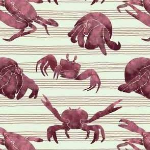 Textured Dark Red Crabs | Light striped background