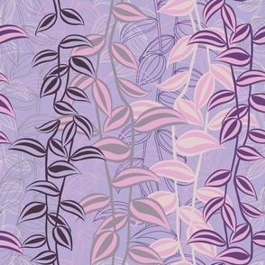 Large - A Tranquil & Calming Wall of Trailing Stripy Leaves of Tradescantia Zebrina, Tropical Houseplant - Berry, Purple, Lilac, Pink