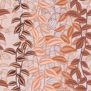 Large - A Warm & Calming Wall of Trailing Stripy Leaves of Tradescantia Zebrina, Tropical Houseplant - Peach Fuzz, Brown, Umber & Copper