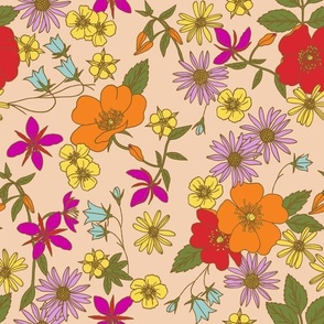 Alpine Wildflowers Cream 12x12