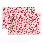 Large Scale Love Notes Valentine Heart Music Red on Pink