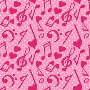 Medium Scale Love Notes Valentine Heart Music Pink Polkadots