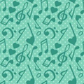 Large Scale Love Notes Valentine Heart Music in Mint
