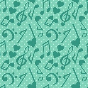 Medium Scale Love Notes Valentine Heart Music in Mint