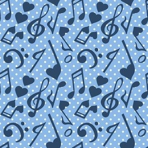 Medium Scale Love Notes Valentine Heart Music Navy on Blue