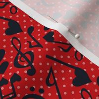 Medium Scale Love Notes Valentine Heart Music Black on Red