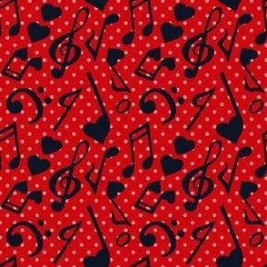 Medium Scale Love Notes Valentine Heart Music Black on Red