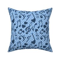Large Scale Love Notes Valentine Heart Music Navy on Blue
