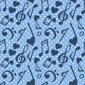 Large Scale Love Notes Valentine Heart Music Navy on Blue