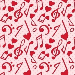 Medium Scale Love Notes Valentine Heart Music Red on Pink