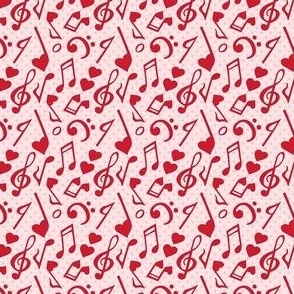 Small Scale Love Notes Valentine Heart Music Red on Pink