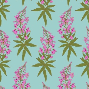 Fireweed Wildflower Floral Pink and Light Blue