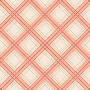 Peach Plaid Diagonals Small Scale