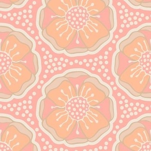 Rose Medallion - Peach Pearl - Large Scale