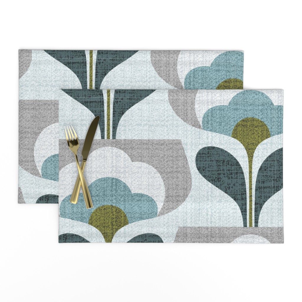 welcoming blooms-teal- jumbo-mid century modern