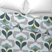 welcoming blooms-teal- jumbo-mid century modern