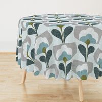 welcoming blooms-teal- jumbo-mid century modern