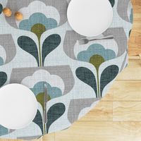 welcoming blooms-teal- jumbo-mid century modern