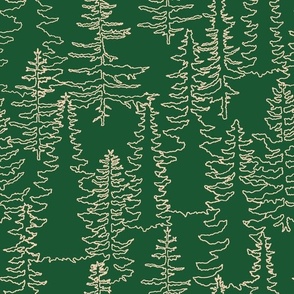 Alpine Trees Dark Green and Cream 12x12