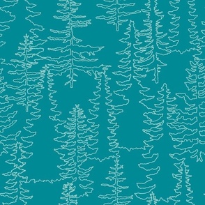 Alpine Trees Light blue and Turquoise 12x12