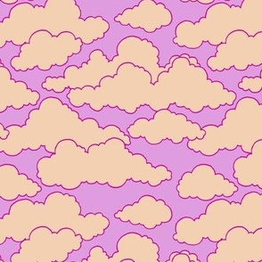 Clouds Light Purple and Cream 6x6