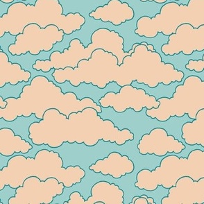Clouds Tile Cream and Light Blue